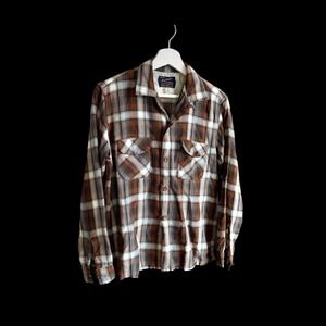 Vintage 1950's Acrallama Milliken Flap Pocket Plaid Shirt Sz Medium Wool Acrylam